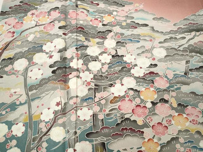 平和屋着物●訪問着　友禅　作家物　松梅文　暈し染め　ロング丈　正絹　逸品　CABD7584ut