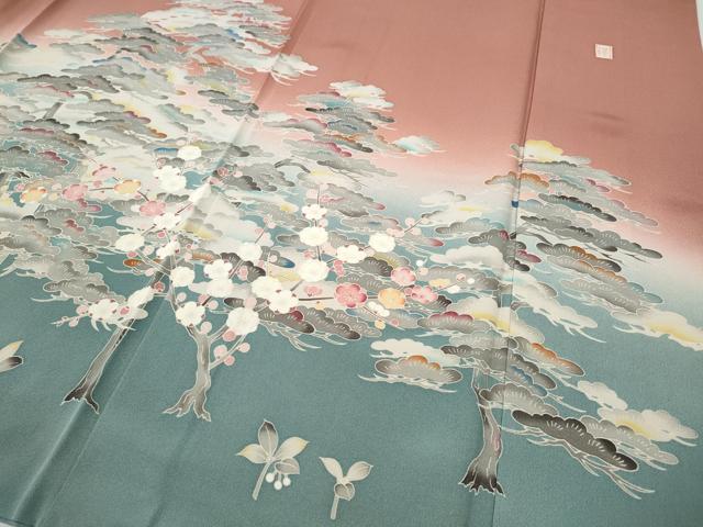 平和屋着物●訪問着　友禅　作家物　松梅文　暈し染め　ロング丈　正絹　逸品　CABD7584ut