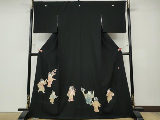 平和屋着物●十日町友禅作家　関口遼一　黒留袖　童子遊び　金彩　正絹　逸品　未使用　CABD7588ut