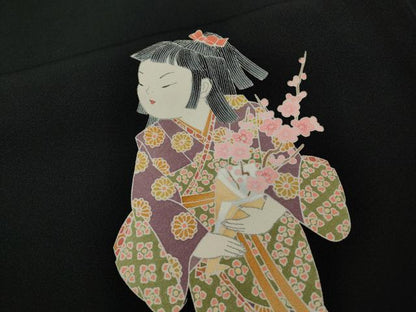 平和屋着物●十日町友禅作家　関口遼一　黒留袖　童子遊び　金彩　正絹　逸品　未使用　CABD7588ut