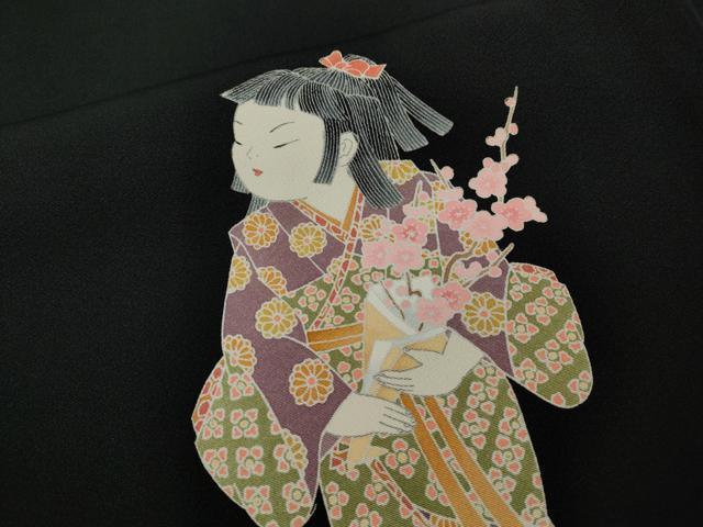 平和屋着物●十日町友禅作家　関口遼一　黒留袖　童子遊び　金彩　正絹　逸品　未使用　CABD7588ut