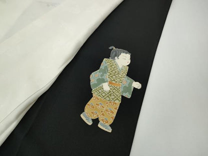 平和屋着物●十日町友禅作家　関口遼一　黒留袖　童子遊び　金彩　正絹　逸品　未使用　CABD7588ut