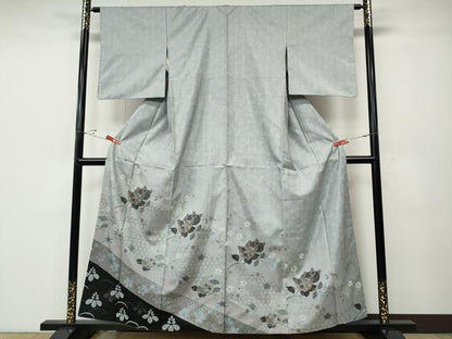 平和屋着物●訪問着　本場染大島紬　枝橘文　金彩　正絹　逸品　CABD7592ut
