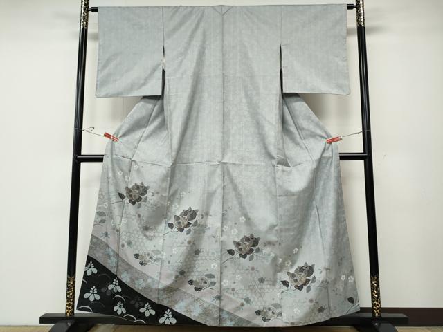 平和屋着物●訪問着　本場染大島紬　枝橘文　金彩　正絹　逸品　CABD7592ut