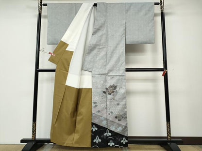 平和屋着物●訪問着　本場染大島紬　枝橘文　金彩　正絹　逸品　CABD7592ut