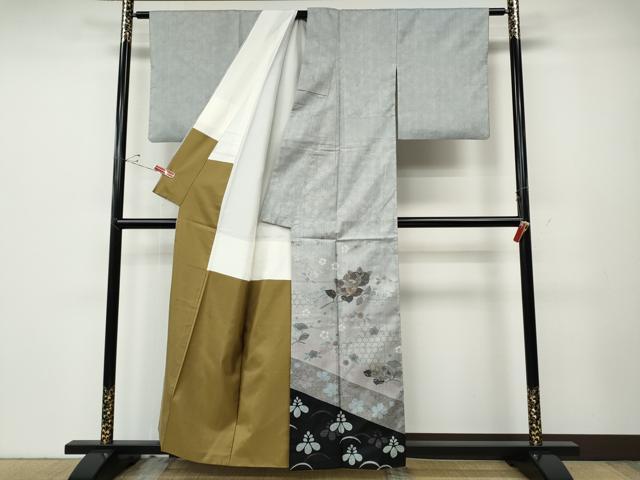 平和屋着物●訪問着　本場染大島紬　枝橘文　金彩　正絹　逸品　CABD7592ut