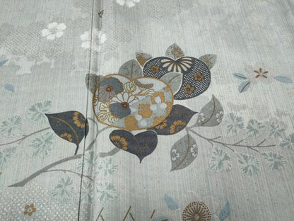 平和屋着物●訪問着　本場染大島紬　枝橘文　金彩　正絹　逸品　CABD7592ut