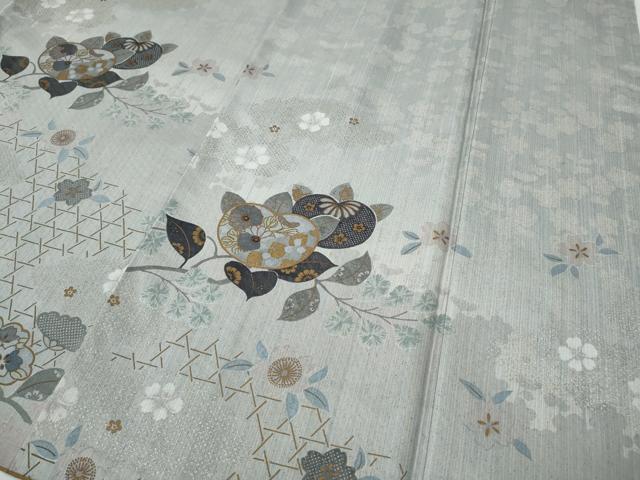 平和屋着物●訪問着　本場染大島紬　枝橘文　金彩　正絹　逸品　CABD7592ut