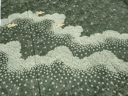 平和屋着物●訪問着　駒刺繍　絞り　立波鴛鴦文　金彩　正絹　逸品　未使用　CABD7595ut