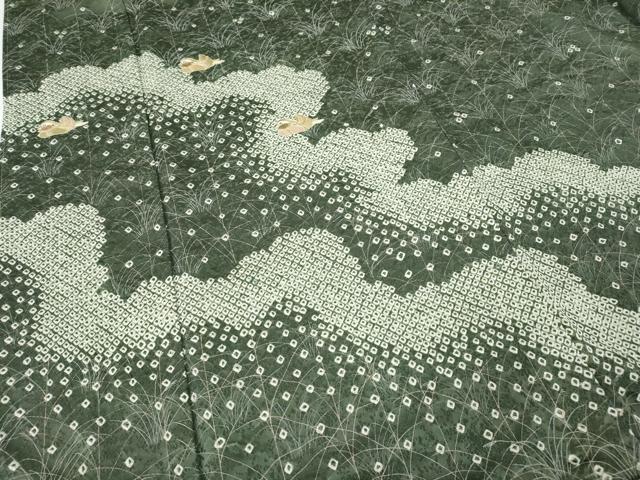 平和屋着物●訪問着　駒刺繍　絞り　立波鴛鴦文　金彩　正絹　逸品　未使用　CABD7595ut
