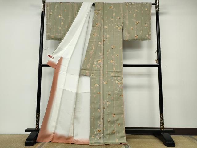 平和屋着物●上質な小紋　舞桜間道　金彩　ロング丈　正絹　逸品　未使用　CABD7598ut