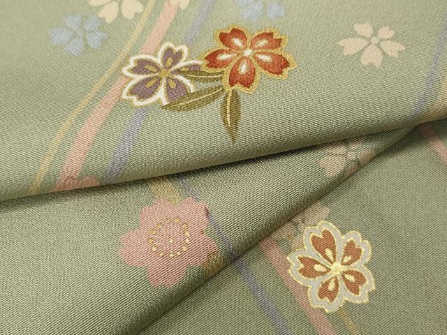平和屋着物●上質な小紋　舞桜間道　金彩　ロング丈　正絹　逸品　未使用　CABD7598ut