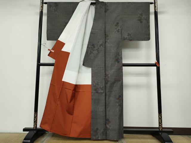 平和屋着物●本場大島紬　9マルキ　枝花文　正絹　逸品　未使用　CABD7599ut