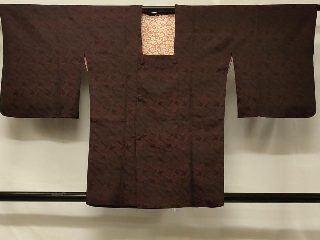 平和屋着物＃道行コート 幾何学文様 黒地 正絹 逸品 CABD7610in