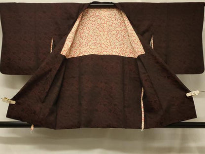 平和屋着物＃道行コート 幾何学文様 黒地 正絹 逸品 CABD7610in