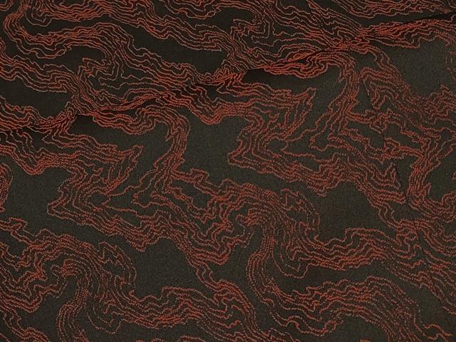 平和屋着物＃道行コート 幾何学文様 黒地 正絹 逸品 CABD7610in
