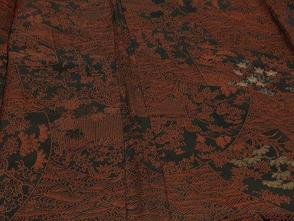 平和屋着物＃羽織 地紙流水花文 金銀糸 正絹 逸品 CABD7616in
