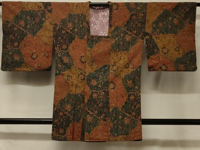 平和屋着物＃道行コート 更紗花文 正絹 逸品 CABD7619in