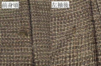 平和屋着物＃男性 本場大島紬 長羽織 格子柄 正絹 逸品 CABD7625in