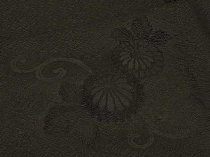 平和屋着物＃道行コート 花唐草地紋 黒地 正絹 逸品 CABD7632in
