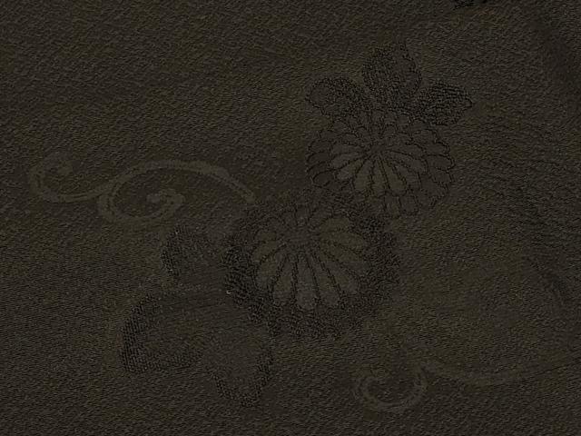 平和屋着物＃道行コート 花唐草地紋 黒地 正絹 逸品 CABD7632in