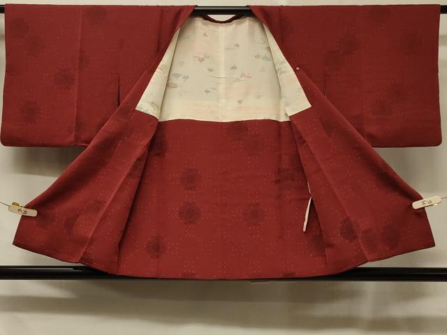 平和屋着物＃道行コート 蜀江花文 反端付き 正絹 逸品 CABD7637in
