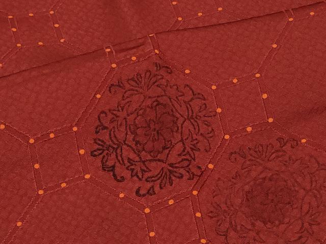 平和屋着物＃道行コート 蜀江花文 反端付き 正絹 逸品 CABD7637in