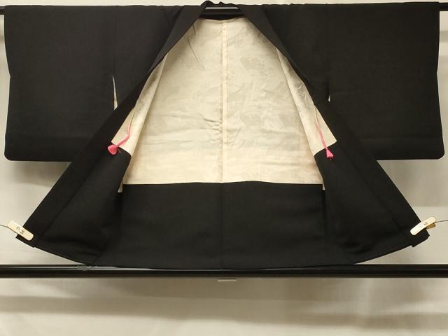 平和屋着物＃羽織 草花文 黒地 金彩 正絹 逸品 CABD7642in
