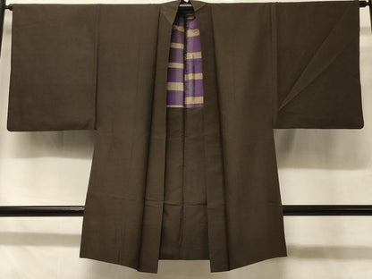 平和屋着物＃男性 長羽織 格子柄 正絹 逸品 CABD7646in