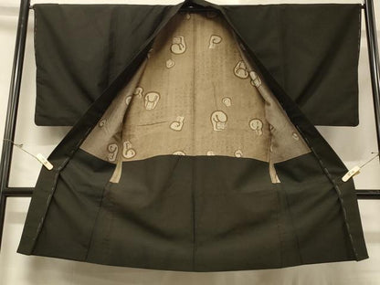 平和屋着物＃男性　長羽織　海松茶色　正絹　逸品　CABD7649in