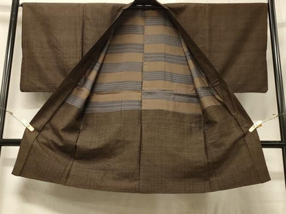 平和屋着物＃男性　長羽織　紬地　格子柄　正絹　逸品　CABD7650in