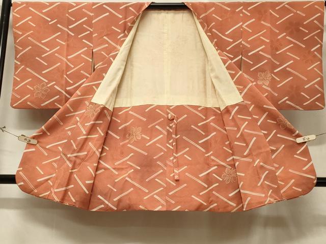 平和屋着物＃道行コート　地紋起こし　幾何学花文　暈し染め　正絹　逸品　CABD7656in