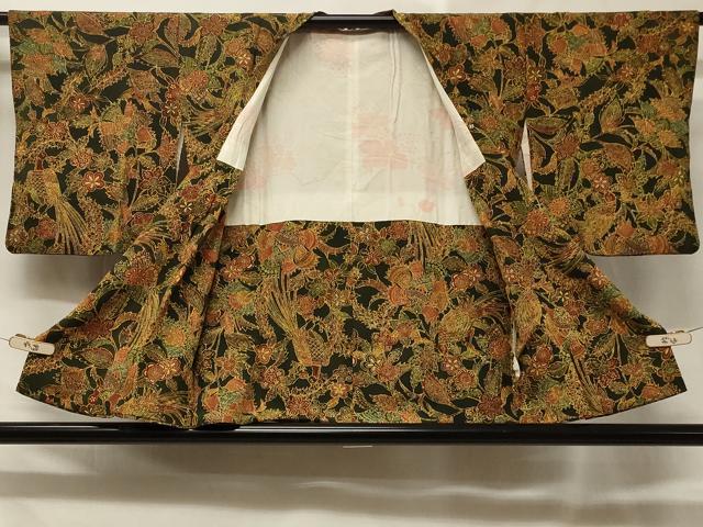 平和屋着物＃道行コート　鳳凰更紗花文　鬼しぼ縮緬　正絹　逸品　CABD7660in