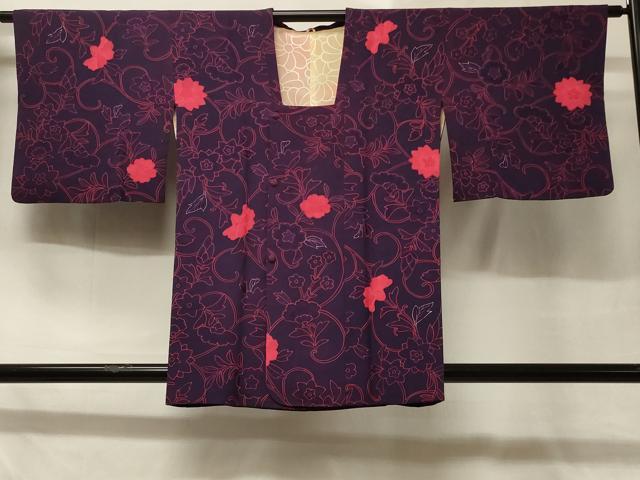 平和屋着物＃道行コート　地紋起こし　草花文　正絹　逸品　CABD7663in
