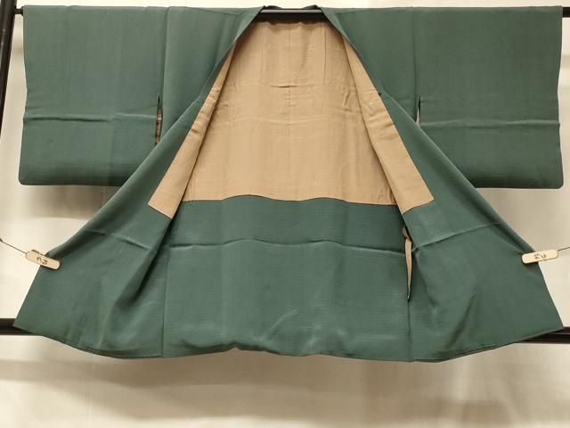 平和屋着物＃道行コート　横段地紋　深川鼠色　正絹　逸品　AABI6925ck
