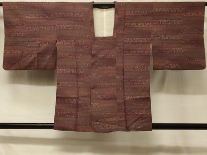 平和屋着物＃道行コート　横段草花地紋　暈し染め　正絹　逸品　CABD7676in