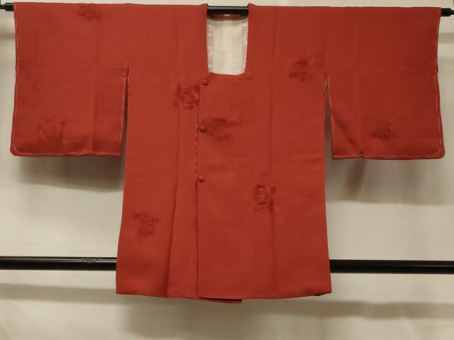 平和屋着物＃道行コート　モール織　草花地紋　葡萄茶色　金糸　正絹　逸品　未使用　CABD7684in