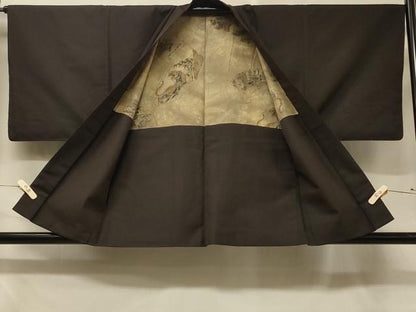 平和屋着物＃男性　羽織　赤墨色　正絹　逸品　CABD7698in