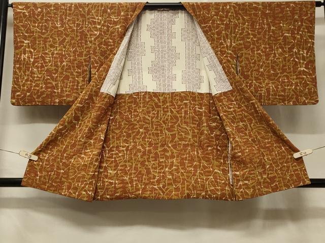 平和屋着物＃道行コート　枝葉文　正絹　逸品　CABD7700in