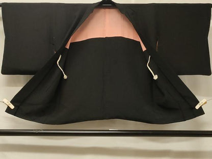 平和屋着物＃羽織　地紙折り鶴花文　黒地　銀糸　正絹　逸品　CABD7705in