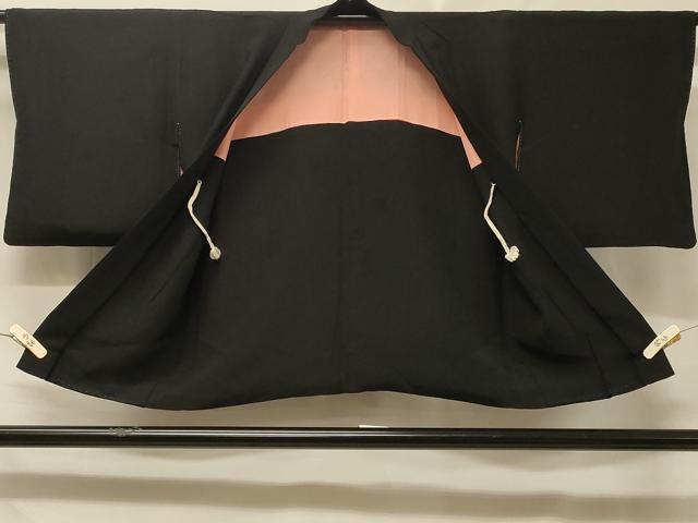 平和屋着物＃羽織　地紙折り鶴花文　黒地　銀糸　正絹　逸品　CABD7705in