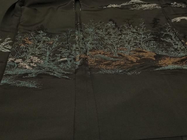 平和屋着物＃羽織　寿光織　風景文　黒地　金銀糸　正絹　逸品　CABD7706in
