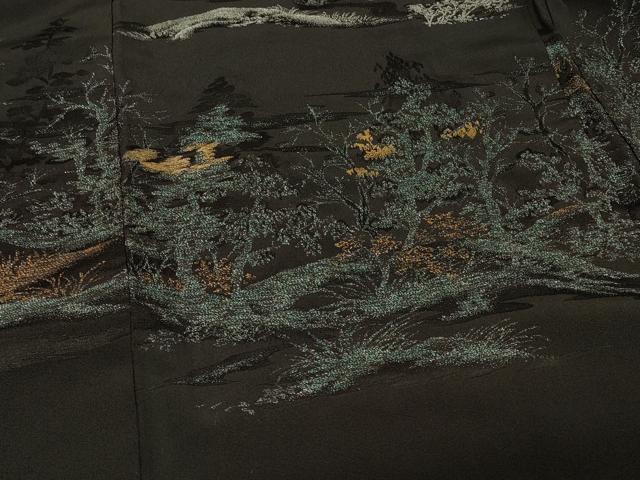 平和屋着物＃羽織　寿光織　風景文　黒地　金銀糸　正絹　逸品　CABD7706in