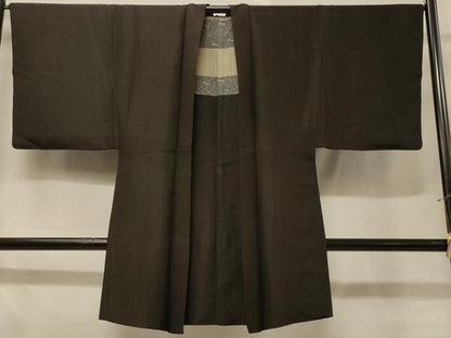 平和屋着物＃男性　長羽織　赤墨色　正絹　逸品　CABD7714in