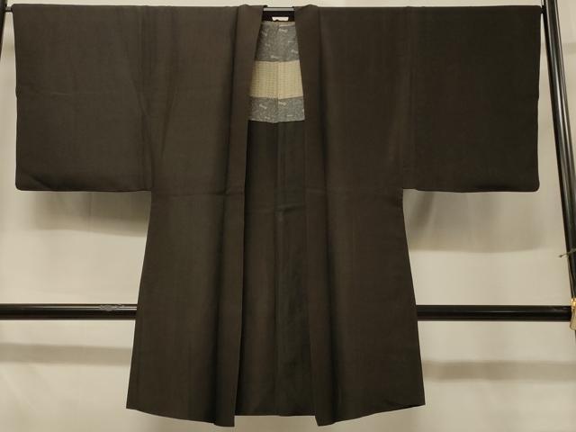 平和屋着物＃男性　長羽織　赤墨色　正絹　逸品　CABD7714in