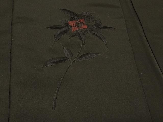 平和屋着物＃羽織　総刺繍　草花文　黒地　正絹　逸品　CABD7719in