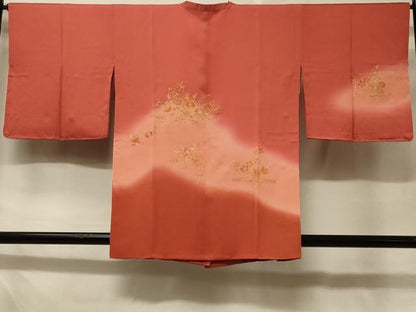 平和屋着物＃道行コート　刺繍　流水草花文　暈し染め　金彩　正絹　逸品　CABD7725in