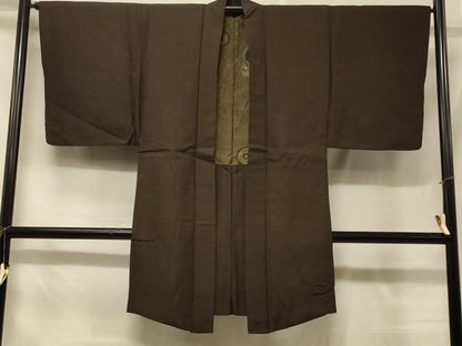 平和屋着物＃男性　長羽織　お召地　120亀甲　総詰め　正絹　逸品　CABD7728in