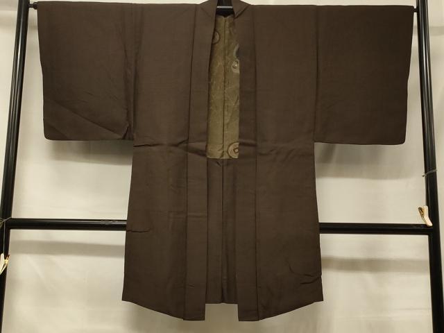 平和屋着物＃男性　長羽織　お召地　120亀甲　総詰め　正絹　逸品　CABD7728in