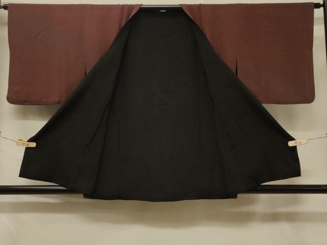 平和屋着物＃道行コート　リバーシブル　霞文　暈し染め　黒地　正絹　逸品　CABD7731in